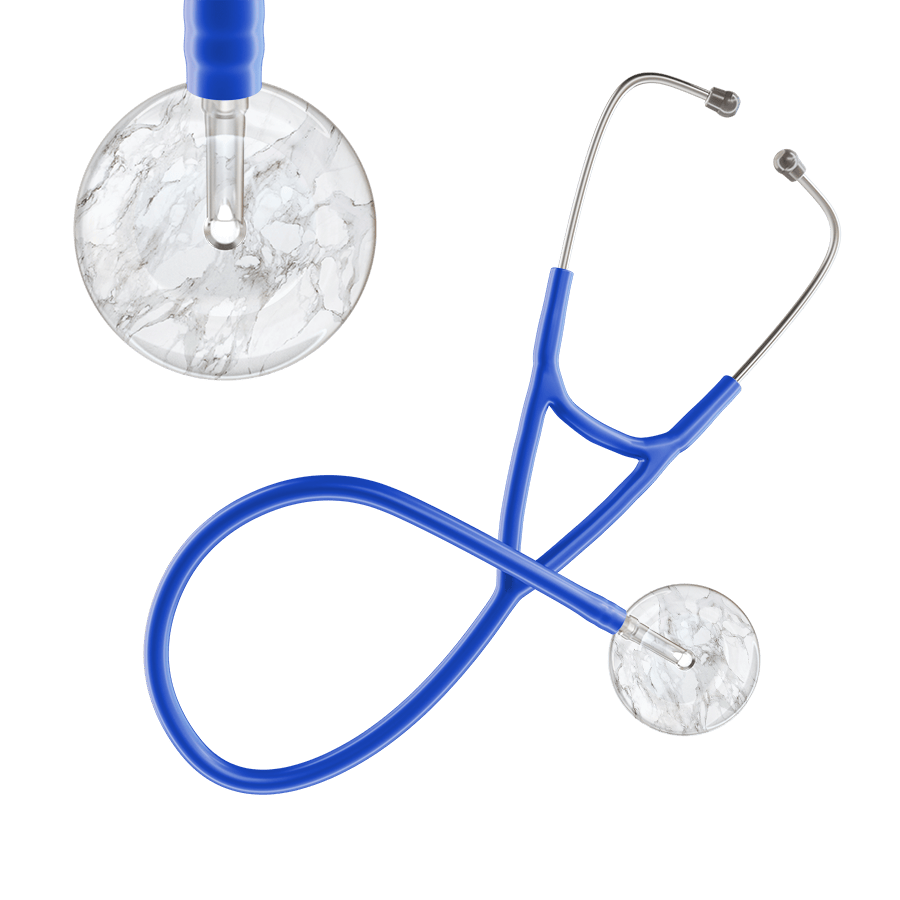 Ultrascope Single Stethoscope White Marble / Adult / Royal Blue Marble Cardiology Stethoscope