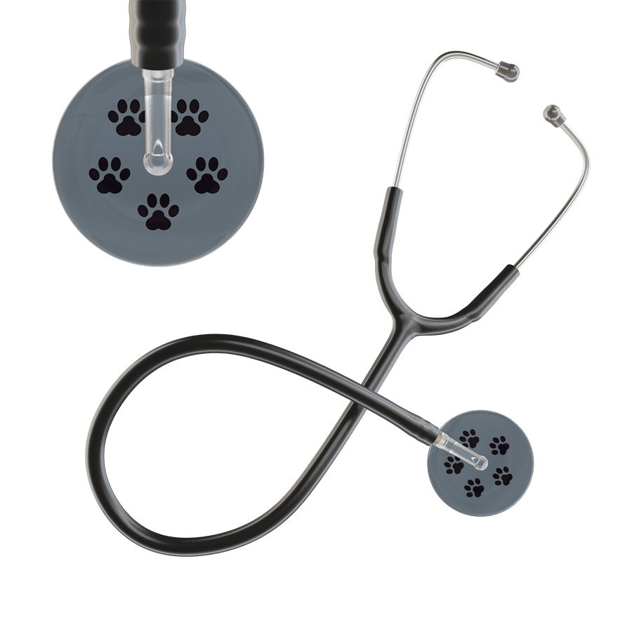 Ultrascope Single Stethoscope Black Paw Granite Background / Adult / Black Paw Print Stethoscope