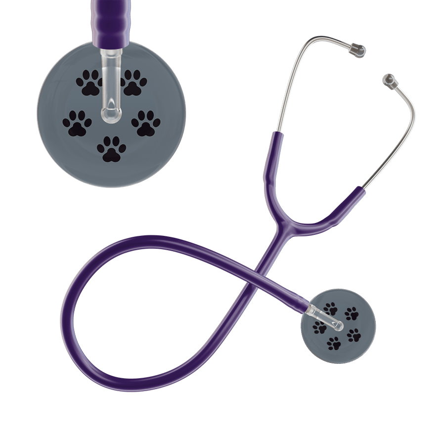 Ultrascope Single Stethoscope Black Paw Granite Background / Adult / Purple Paw Print Stethoscope