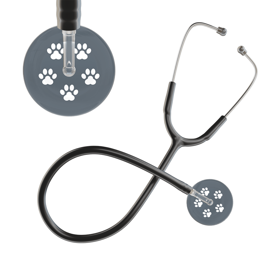 Ultrascope Single Stethoscope White Paw Granite Background / Adult / Black Paw Print Stethoscope