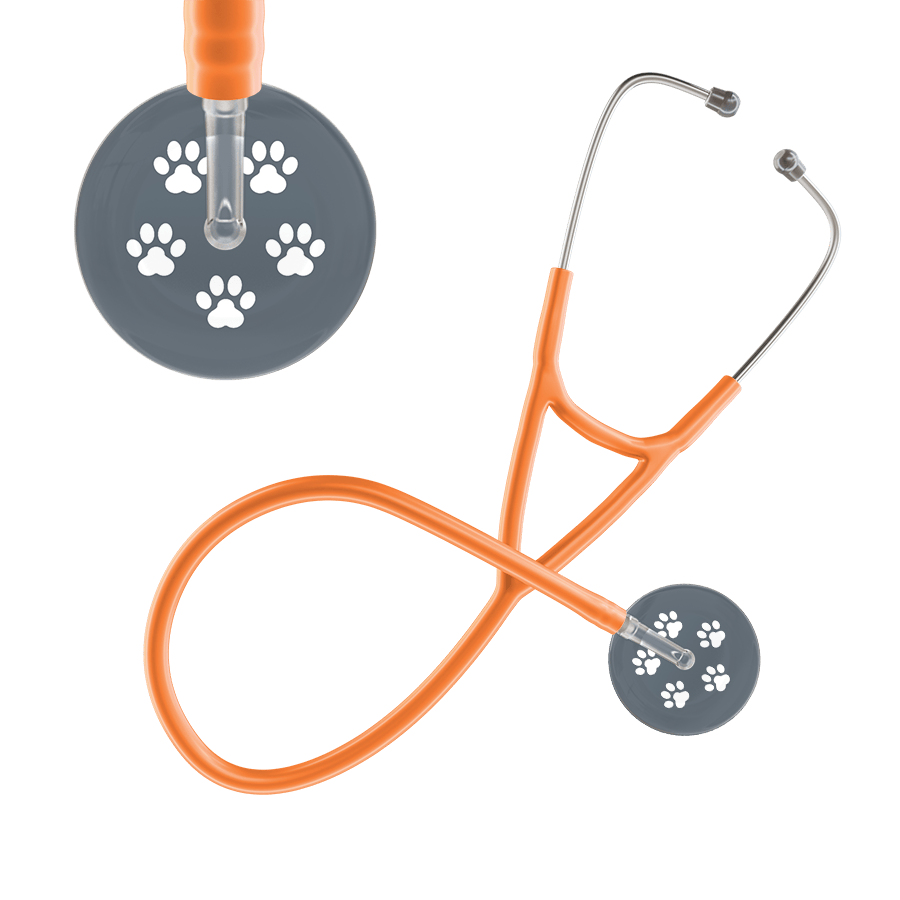 Ultrascope Single Stethoscope White Paw Granite Background / Adult / Orange Paw Print Cardiology Stethoscope