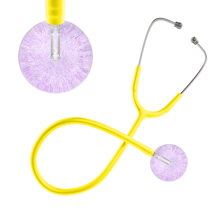 Ultrascope Single Stethoscope Lavender Glitter and Sparkles / Adult / Yellow Light Glitter & Sparkles Stethoscope