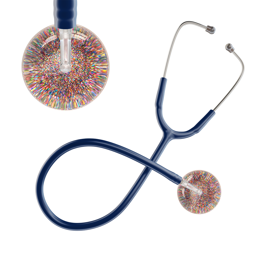 Ultrascope Single Stethoscope Multi Color Glitter and Sparkles / Adult / Navy Glitter & Sparkles Stethoscope