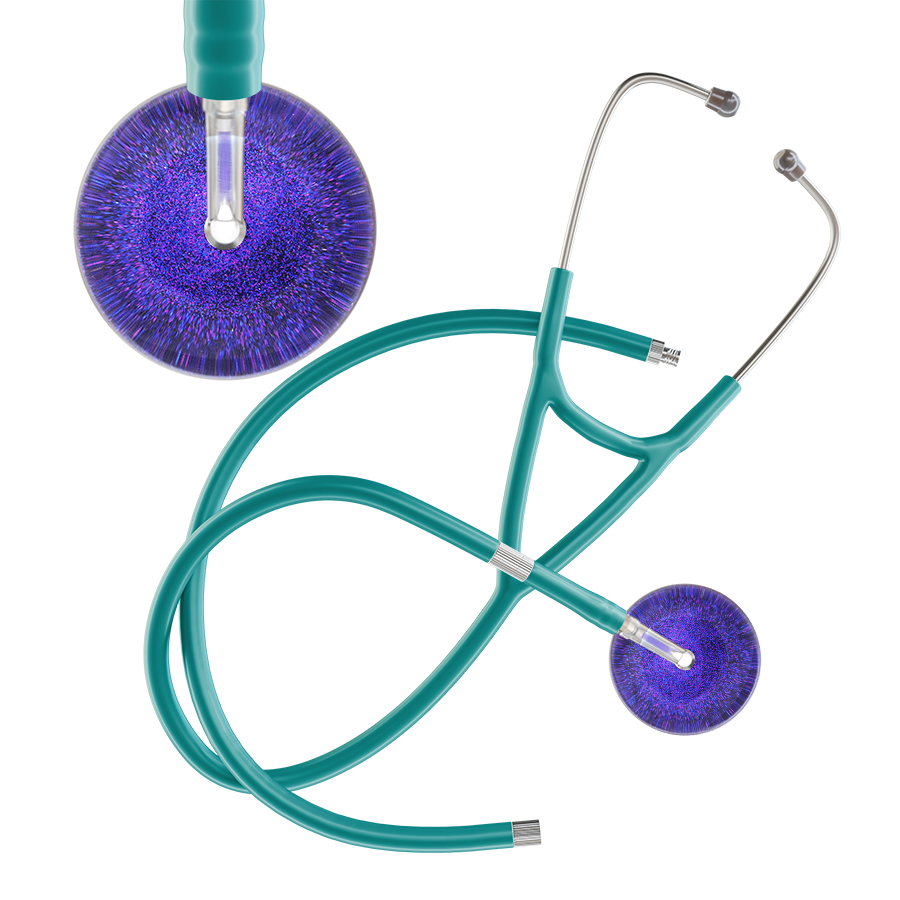 Ultrascope Single Stethoscope Purple Glitter and Sparkles / Adult / Jade Extended Tubing Dark Glitter & Sparkles Cardiology Stethoscope