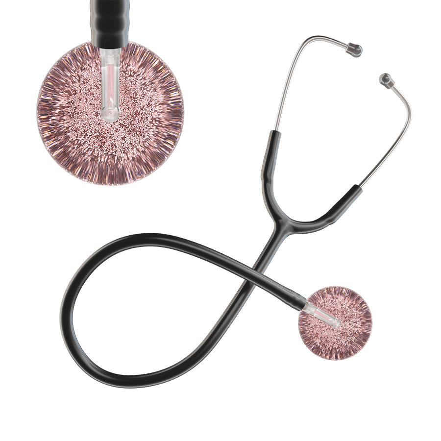 Ultrascope Single Stethoscope Rose Gold Glitter and Sparkles / Adult / Black Glitter & Sparkles Stethoscope