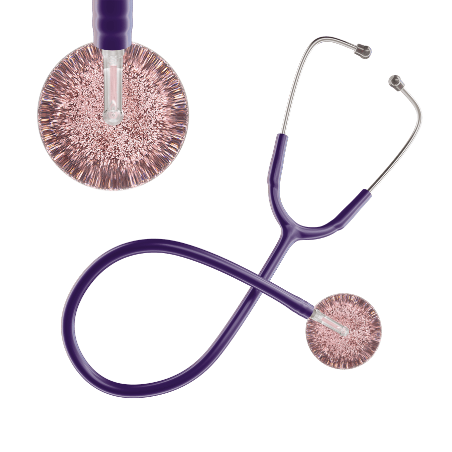 Ultrascope Single Stethoscope Rose Gold Glitter and Sparkles / Adult / Purple Glitter & Sparkles Stethoscope