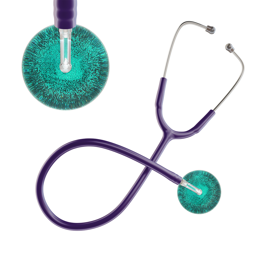 Ultrascope Single Stethoscope Teal Glitter and Sparkles / Adult / Purple Glitter & Sparkles Stethoscope