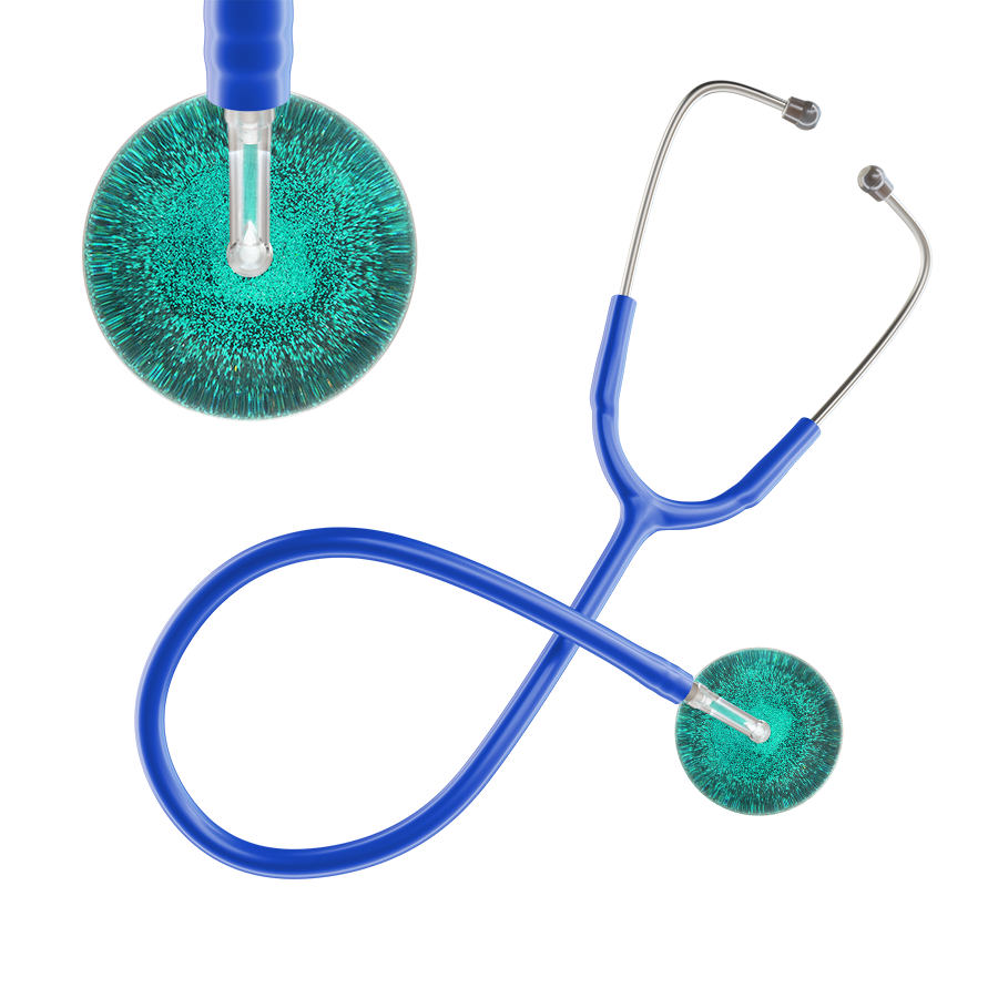 Ultrascope Single Stethoscope Teal Glitter and Sparkles / Adult / Royal Blue Glitter & Sparkles Stethoscope