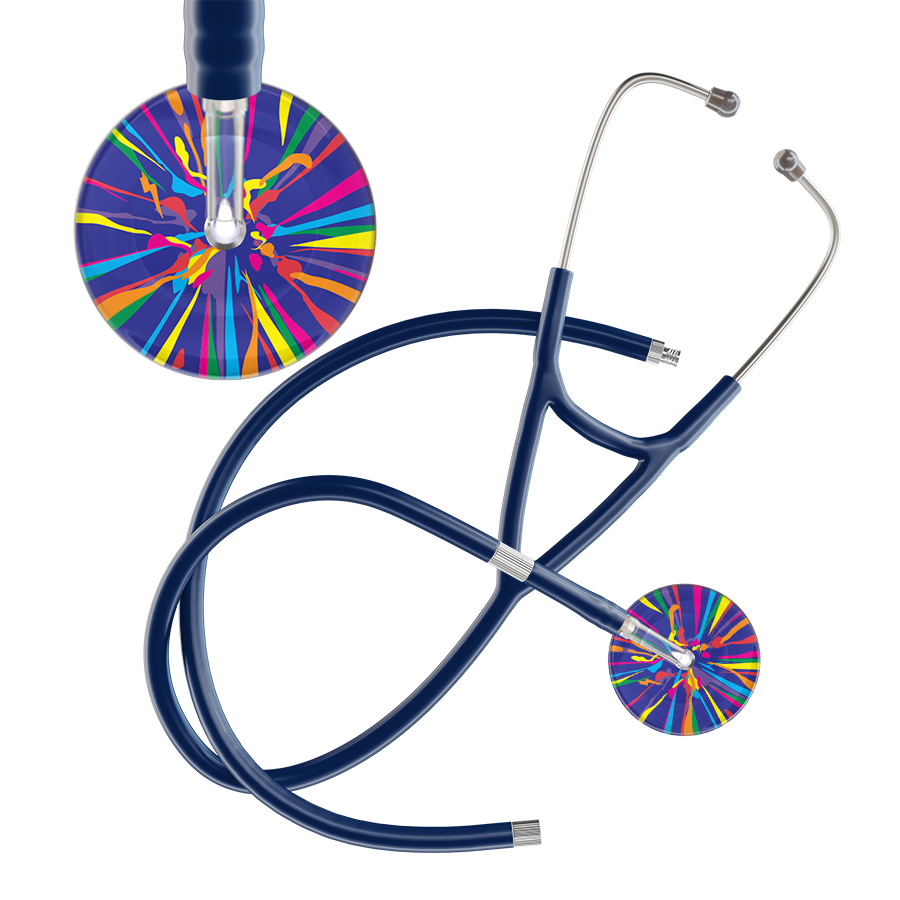Ultrascope Single Stethoscope Royal Blue Confetti / Adult / Navy Extended Tubing Confetti Cardiology Stethoscope