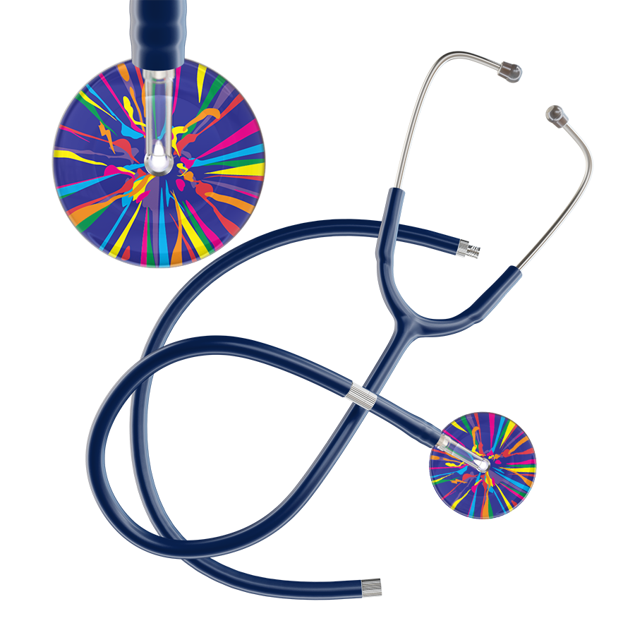 Ultrascope Single Stethoscope Royal Blue Confetti / Adult / Navy Extended Tubing Confetti Stethoscope