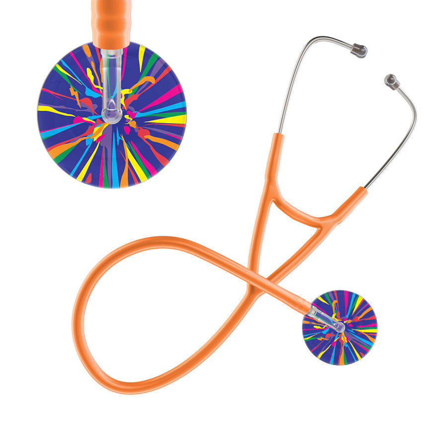Ultrascope Single Stethoscope Royal Blue Confetti / Adult / Orange Confetti Cardiology Stethoscope