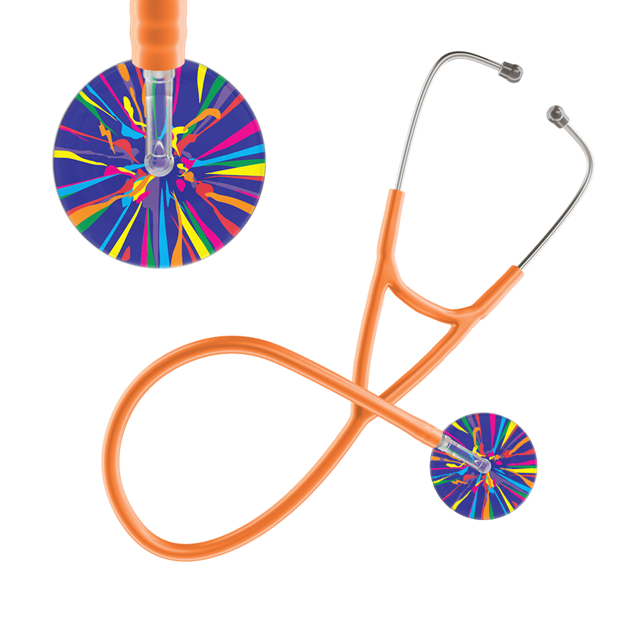 Ultrascope Single Stethoscope Royal Blue Confetti / Adult / Orange Confetti Cardiology Stethoscope