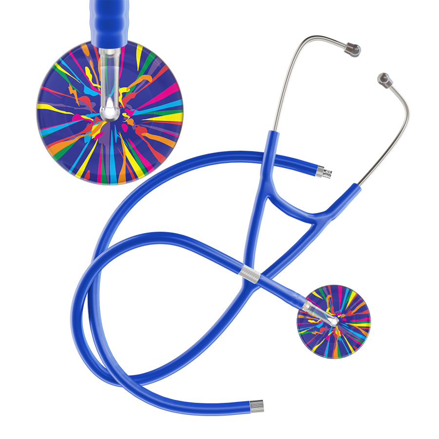 Ultrascope Single Stethoscope Royal Blue Confetti / Adult / Royal Blue Extended Tubing Confetti Cardiology Stethoscope
