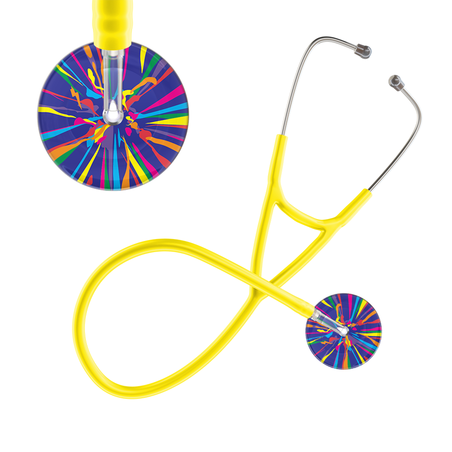 Ultrascope Single Stethoscope Royal Blue Confetti / Adult / Yellow Confetti Cardiology Stethoscope