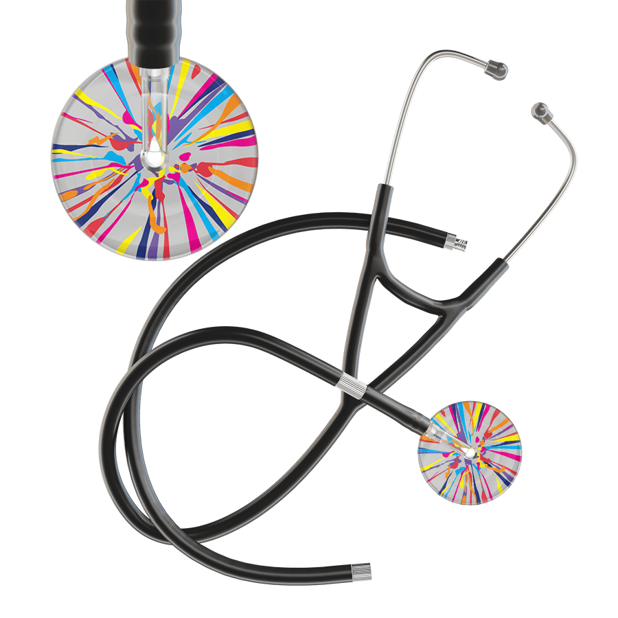Ultrascope Single Stethoscope Silver Confetti / Adult / Black Extended Tubing Confetti Cardiology Stethoscope