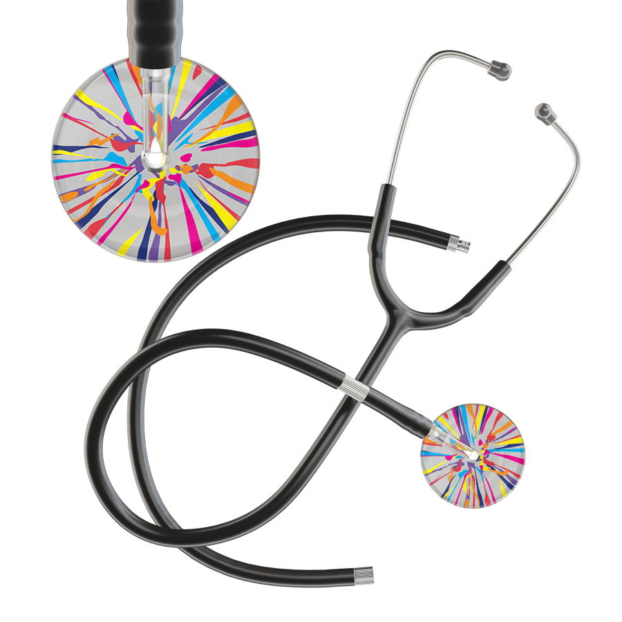 Ultrascope Single Stethoscope Silver Confetti / Adult / Black Extended Tubing Confetti Stethoscope