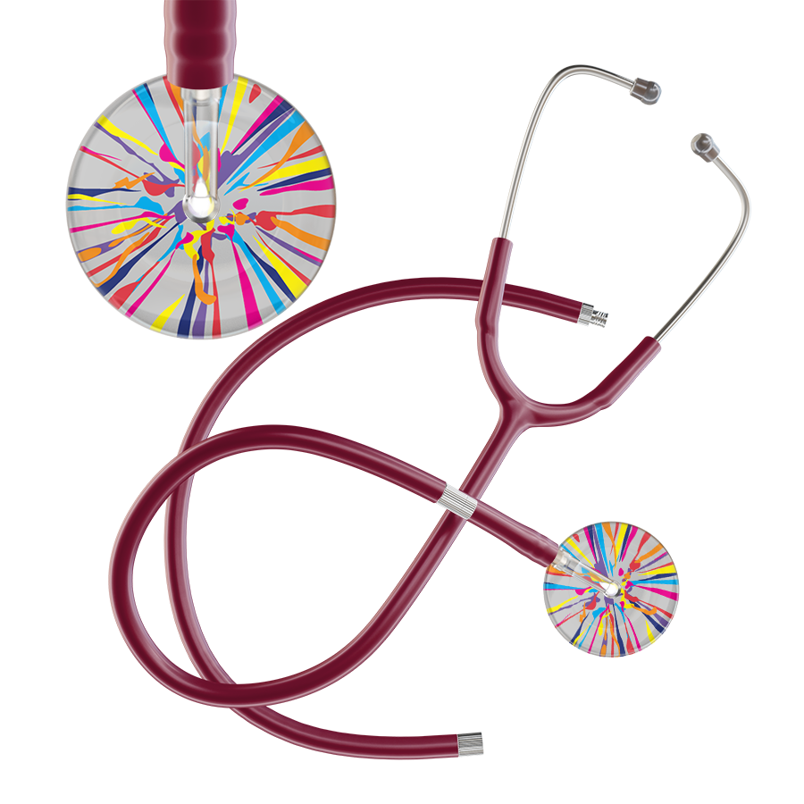 Ultrascope Single Stethoscope Silver Confetti / Adult / Burgundy Extended Tubing Confetti Stethoscope