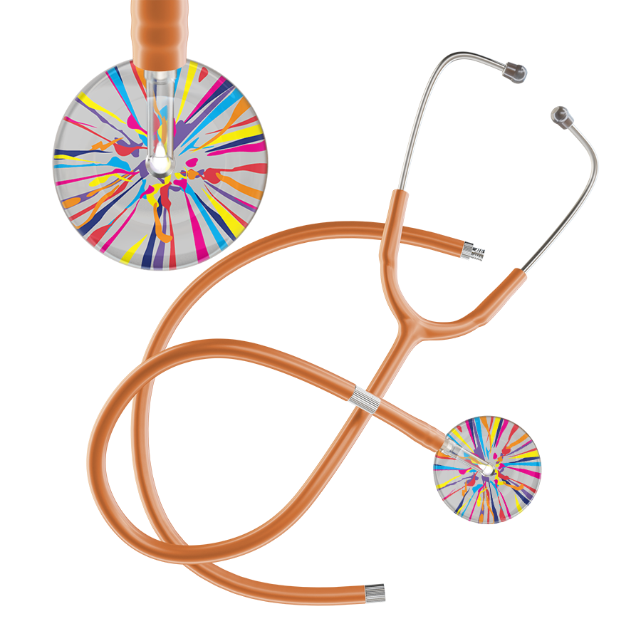 Ultrascope Single Stethoscope Silver Confetti / Adult / Caramel Extended Tubing Confetti Stethoscope
