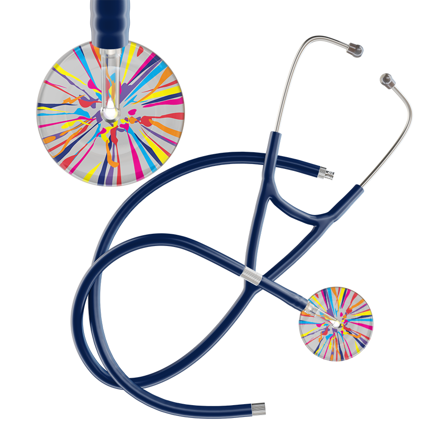 Ultrascope Single Stethoscope Silver Confetti / Adult / Navy Extended Tubing Confetti Cardiology Stethoscope