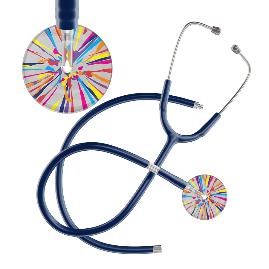 Ultrascope Single Stethoscope Silver Confetti / Adult / Navy Extended Tubing Confetti Stethoscope