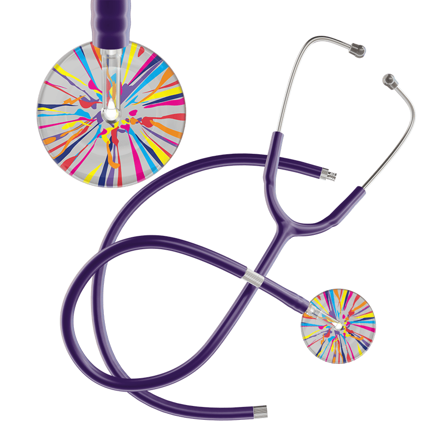 Ultrascope Single Stethoscope Silver Confetti / Adult / Purple Extended Tubing Confetti Stethoscope
