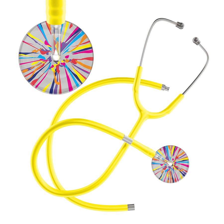 Ultrascope Single Stethoscope Silver Confetti / Adult / Yellow Extended Tubing Confetti Stethoscope