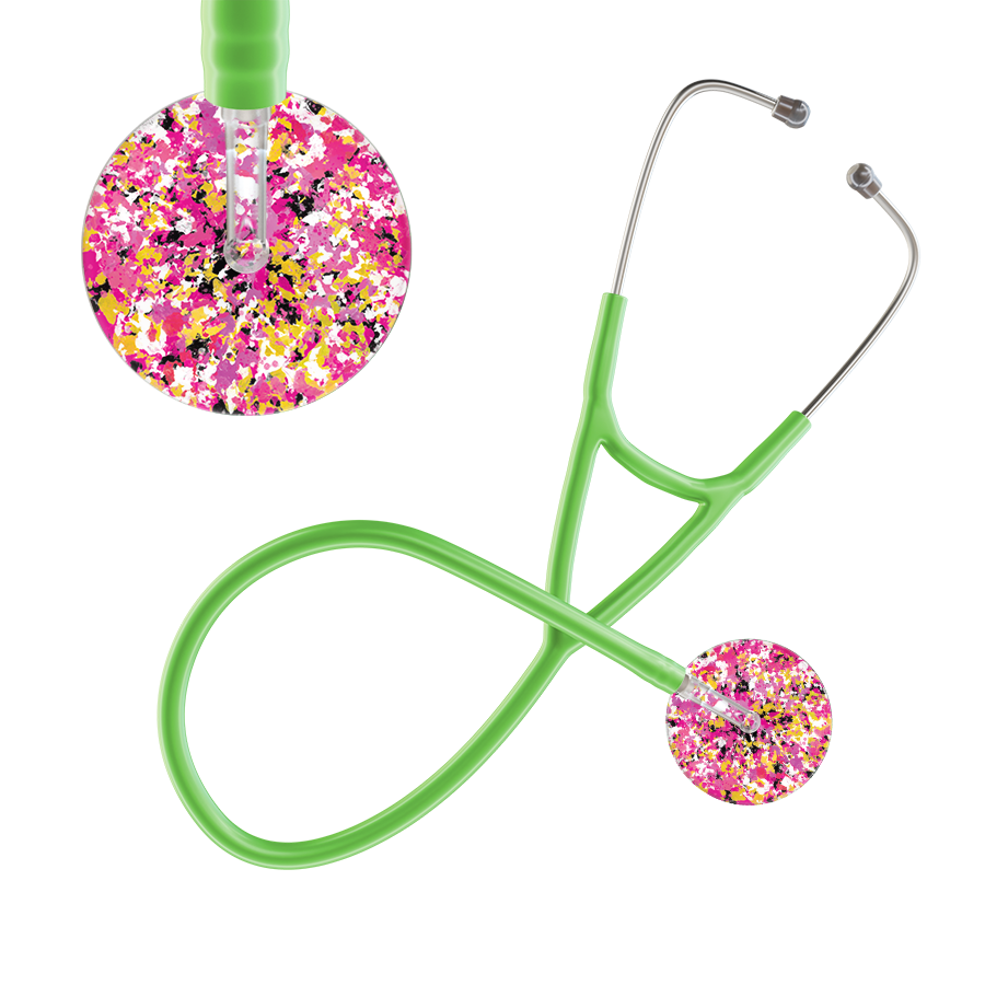Ultrascope Single Stethoscope Shabby Chic Hot Pink (HP) / Adult / Lime Green Shabby Chic Cardiology Stethoscope