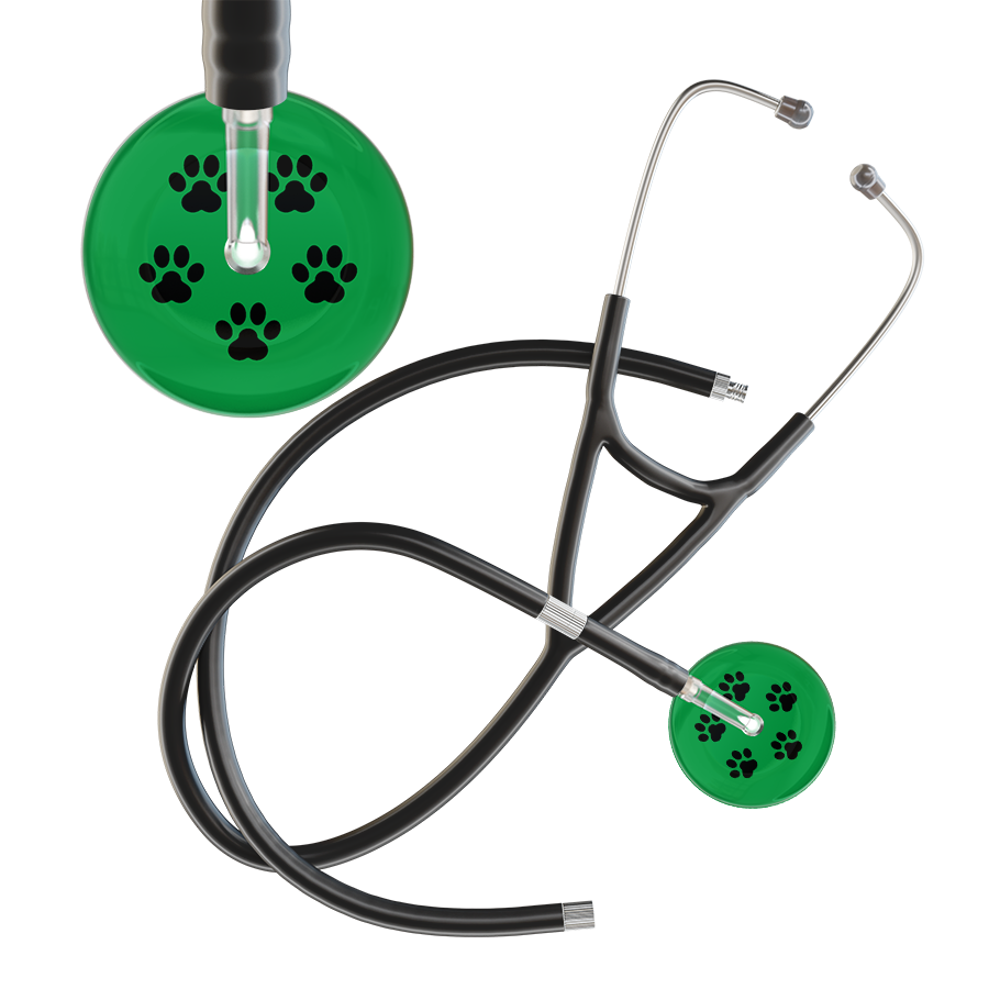 Black Paw Print Dark Background Cardiology Stethoscope