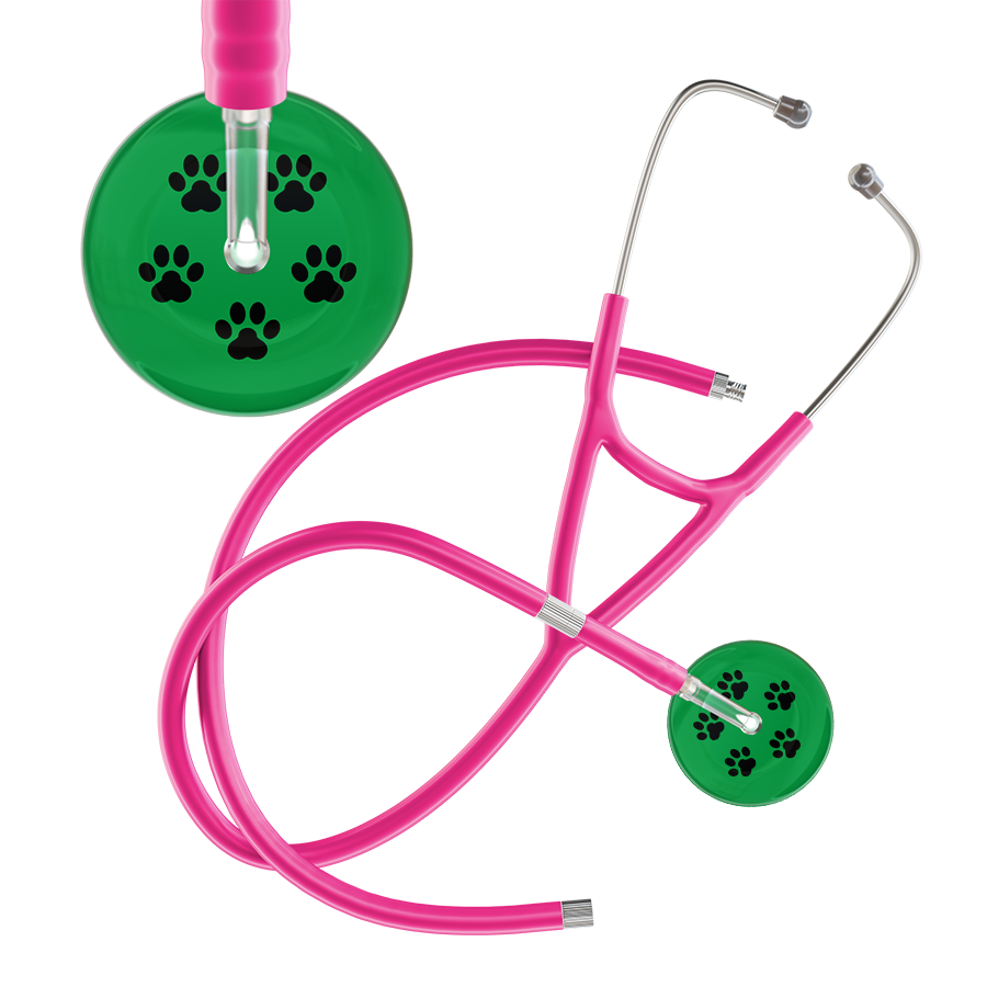 Black Paw Print Dark Background Cardiology Stethoscope