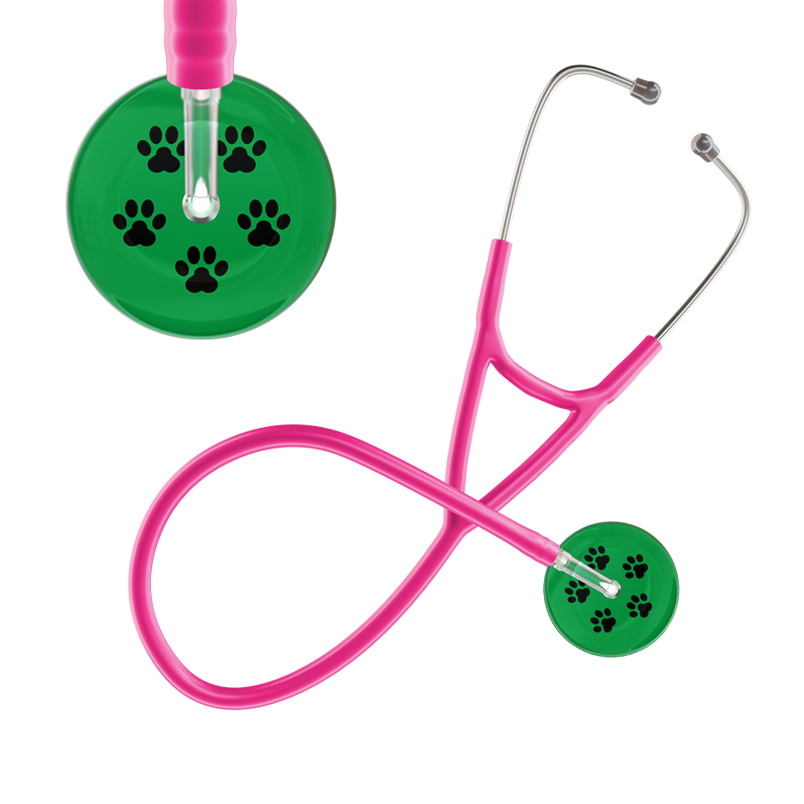 Black Paw Print Dark Background Cardiology Stethoscope