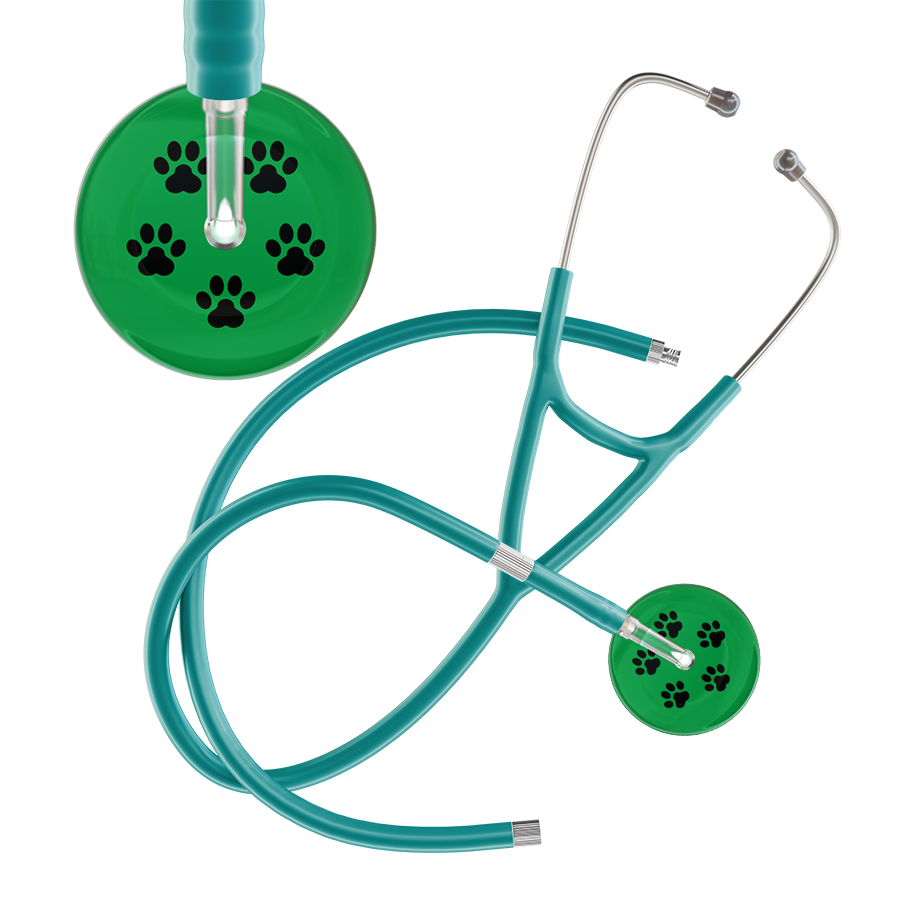 Black Paw Print Dark Background Cardiology Stethoscope