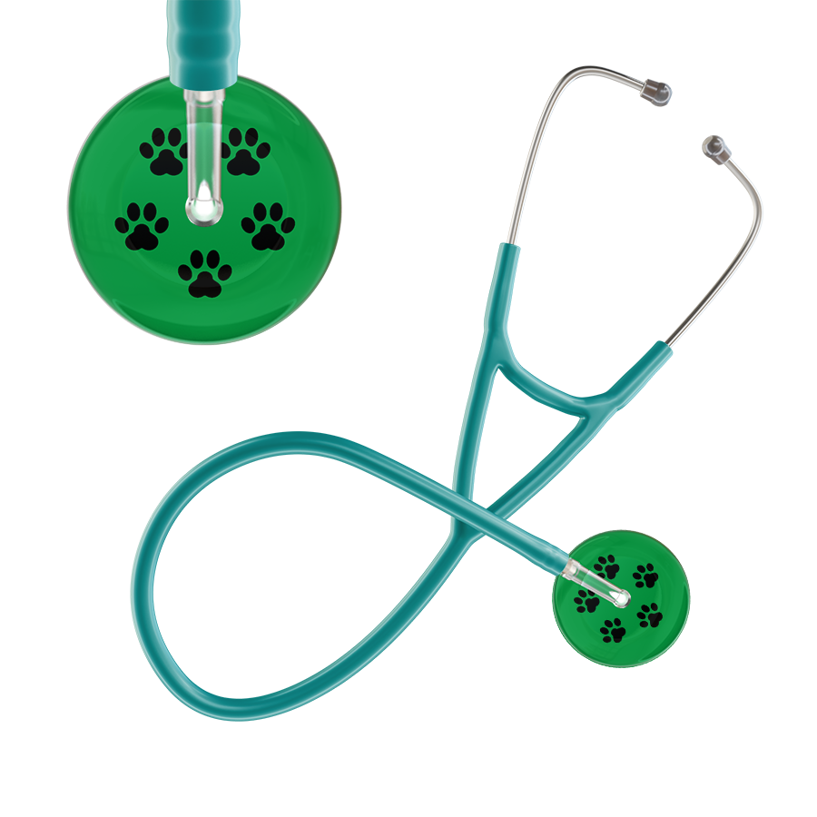 Black Paw Print Dark Background Cardiology Stethoscope
