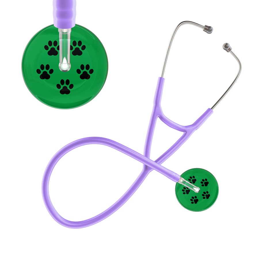 Black Paw Print Dark Background Cardiology Stethoscope