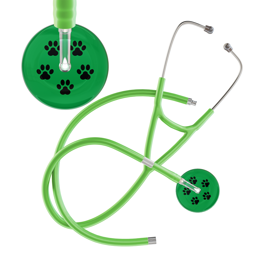 Black Paw Print Dark Background Cardiology Stethoscope