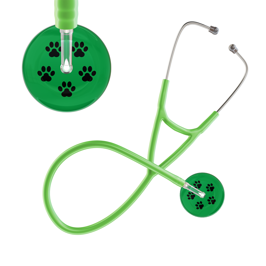 Black Paw Print Dark Background Cardiology Stethoscope