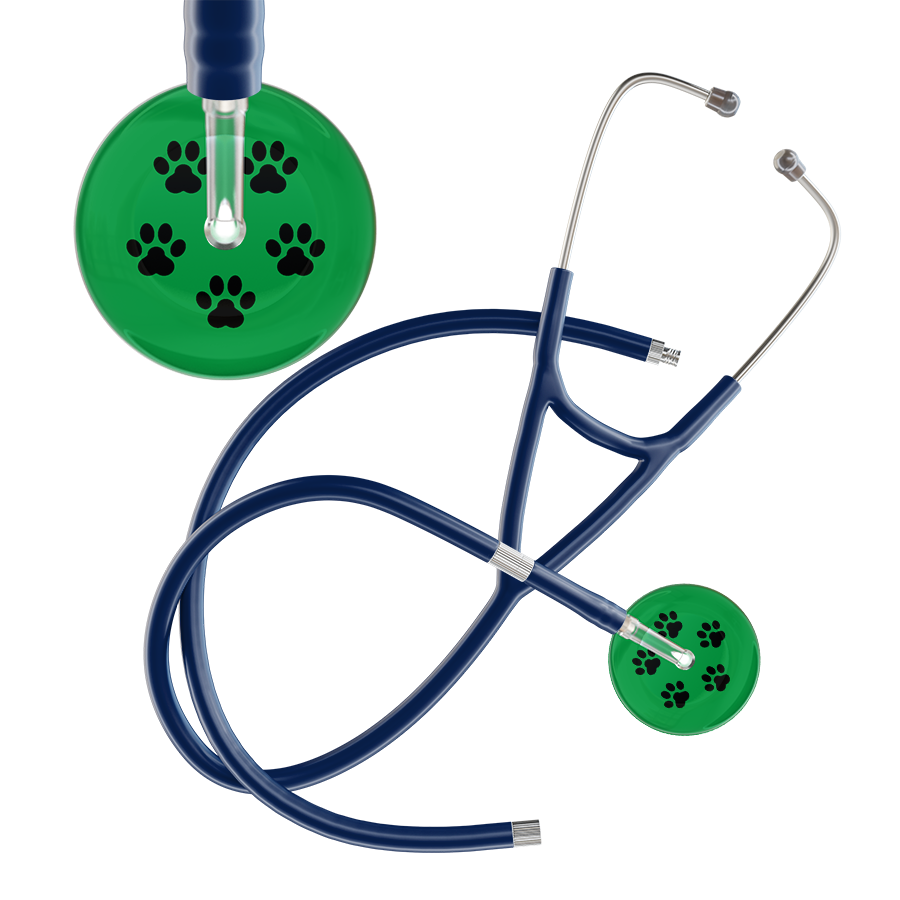 Black Paw Print Dark Background Cardiology Stethoscope