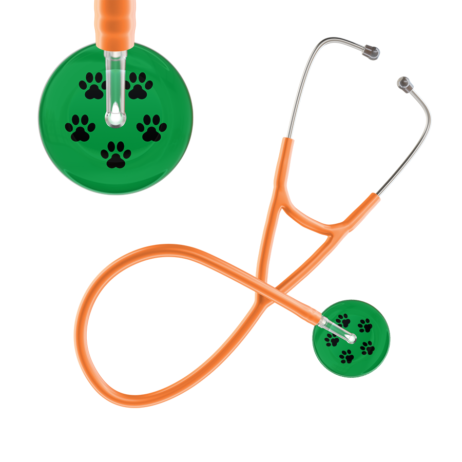 Black Paw Print Dark Background Cardiology Stethoscope
