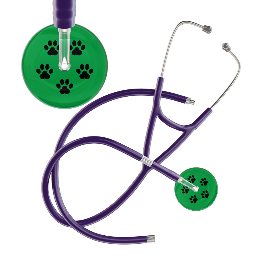 Black Paw Print Dark Background Cardiology Stethoscope