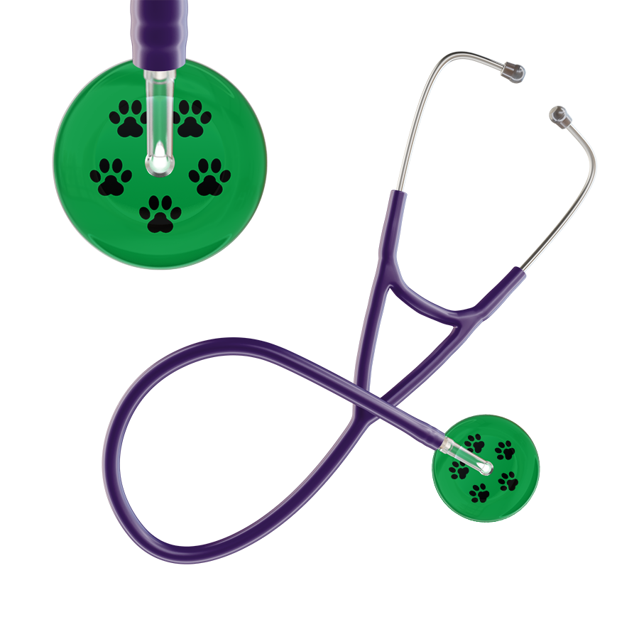 Black Paw Print Dark Background Cardiology Stethoscope