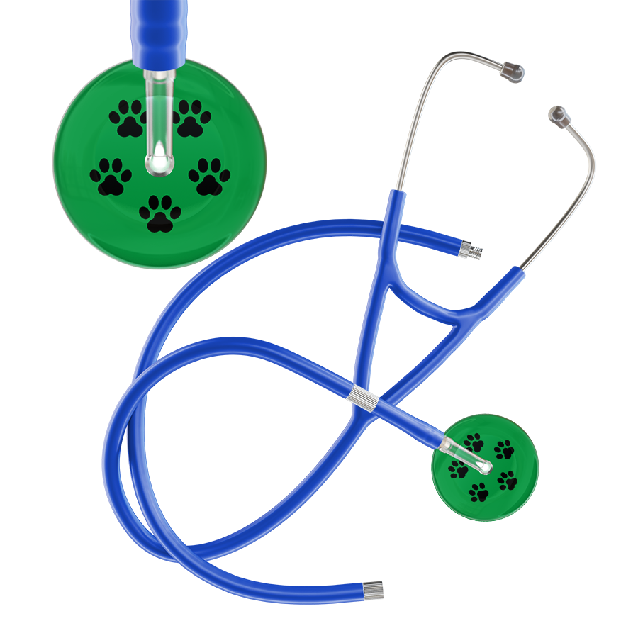 Black Paw Print Dark Background Cardiology Stethoscope