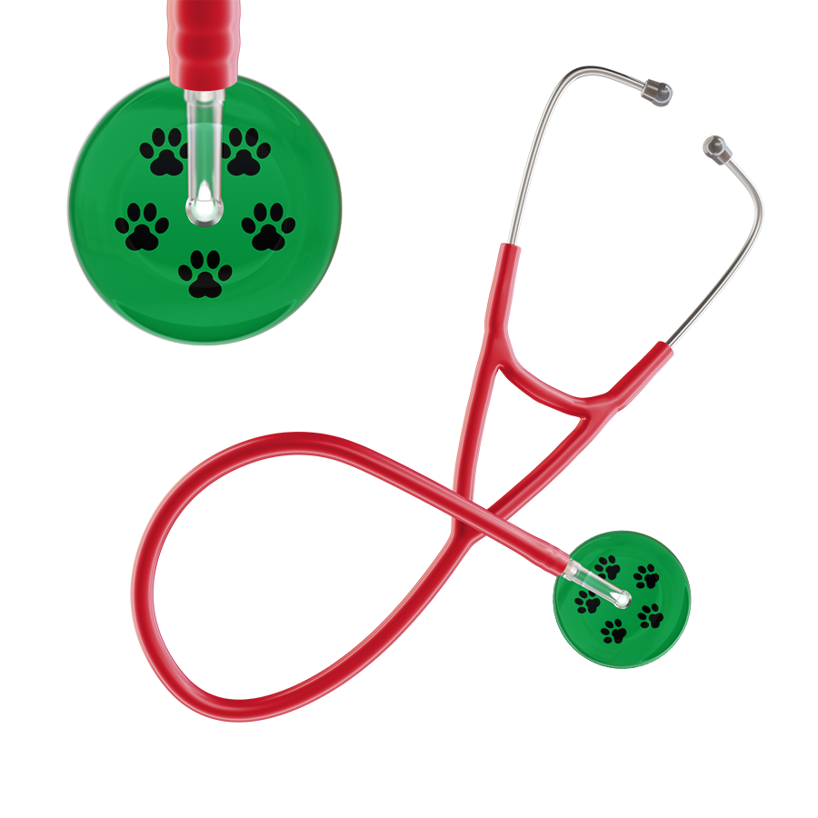 Black Paw Print Dark Background Cardiology Stethoscope