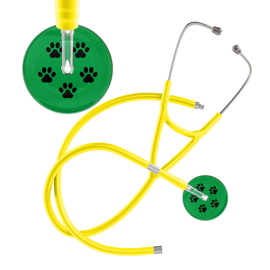 Black Paw Print Dark Background Cardiology Stethoscope