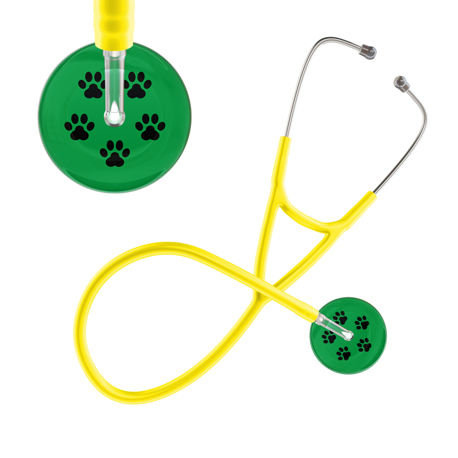 Black Paw Print Dark Background Cardiology Stethoscope