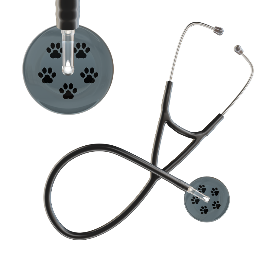 Black Paw Print Dark Background Cardiology Stethoscope