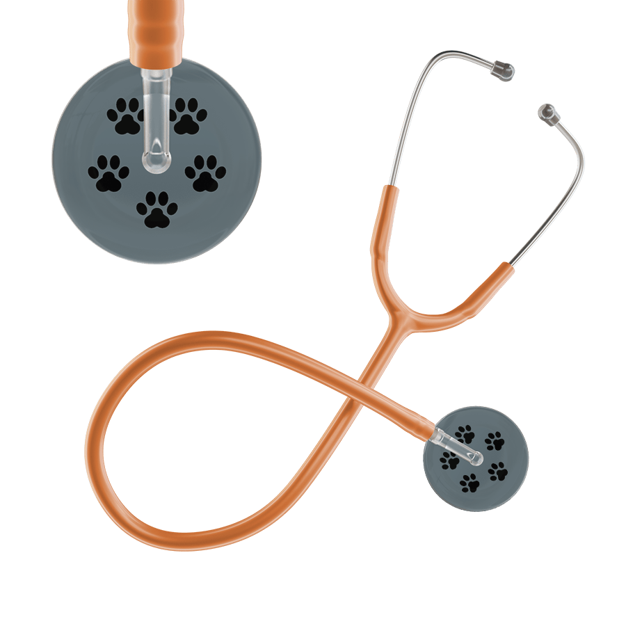 Ultrascope Single Stethoscope Black Paw Granite Background / Adult / Caramel Black Paw Print Dark Background Stethoscope