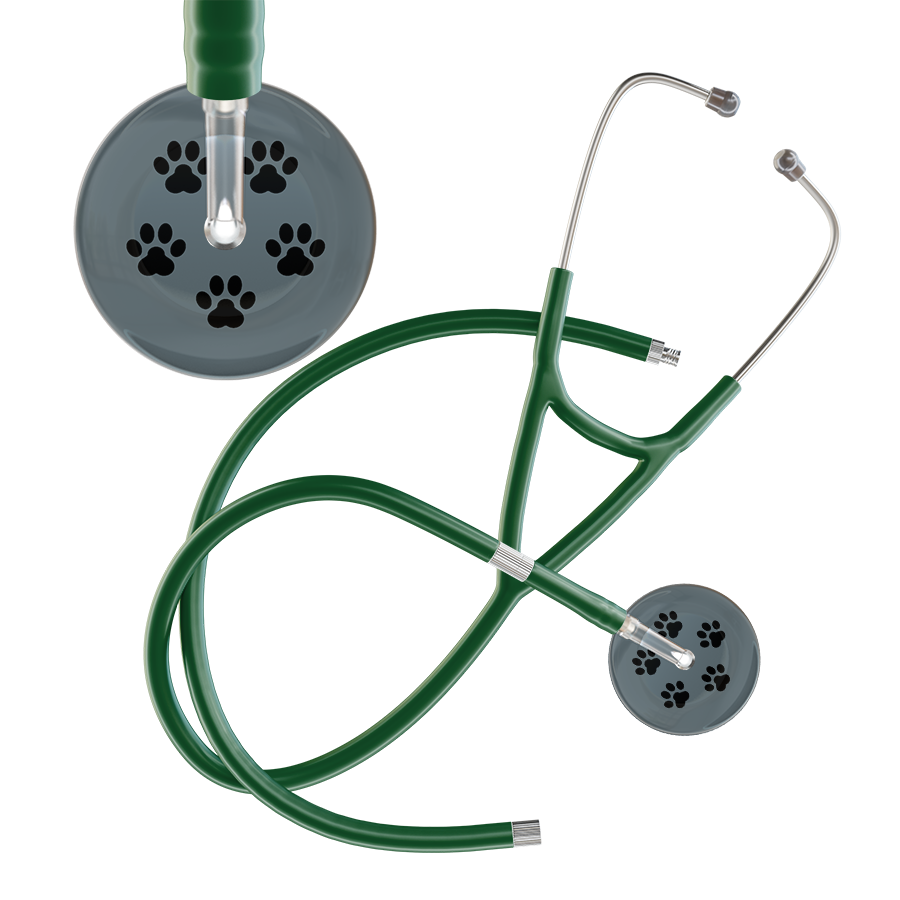 Black Paw Print Dark Background Cardiology Stethoscope