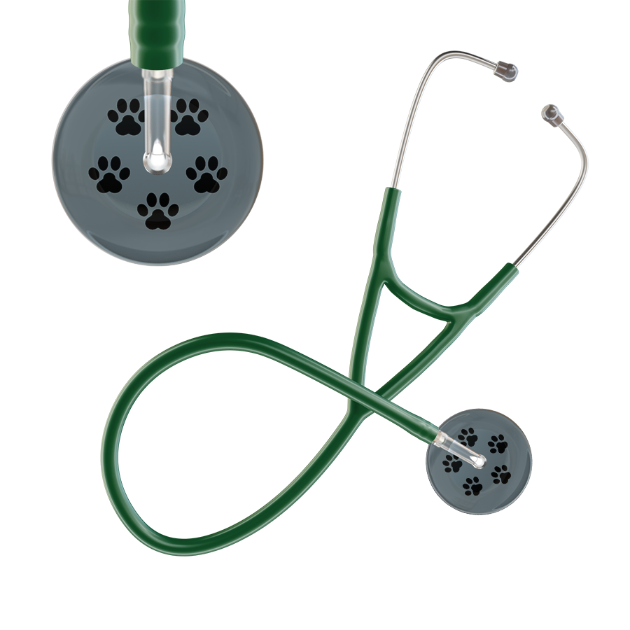 Black Paw Print Dark Background Cardiology Stethoscope