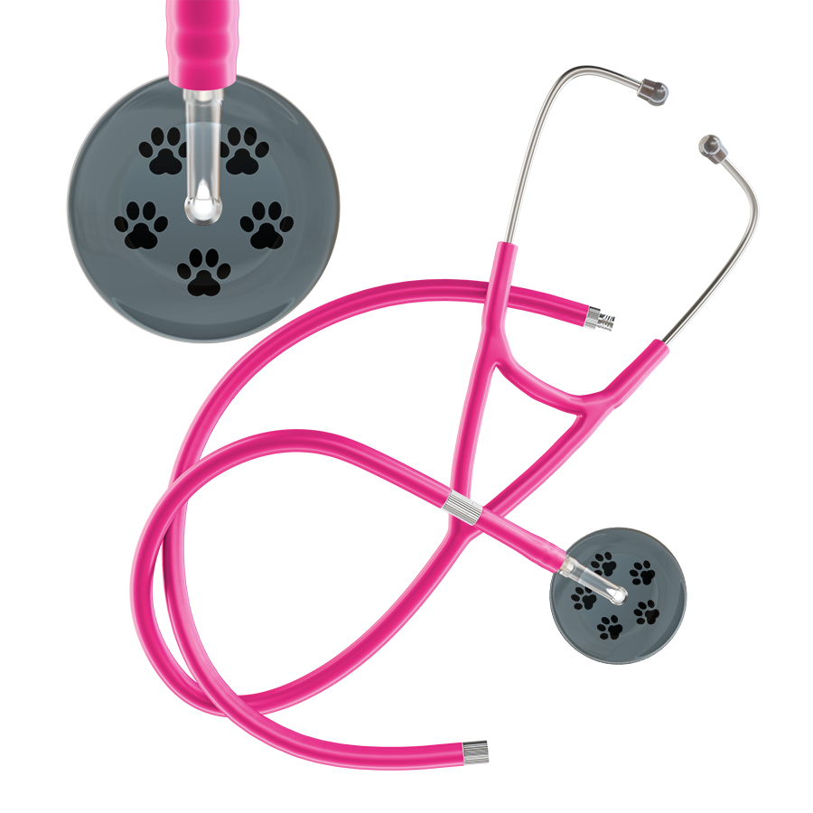 Black Paw Print Dark Background Cardiology Stethoscope