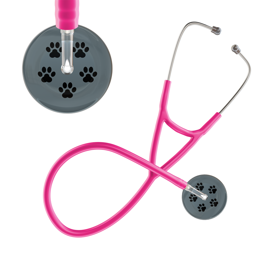 Black Paw Print Dark Background Cardiology Stethoscope
