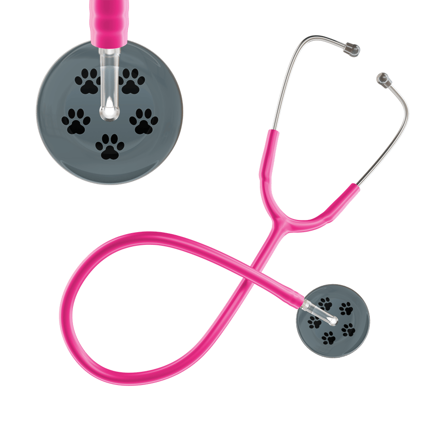 Ultrascope Single Stethoscope Black Paw Granite Background / Adult / Hot Pink Black Paw Print Dark Background Stethoscope
